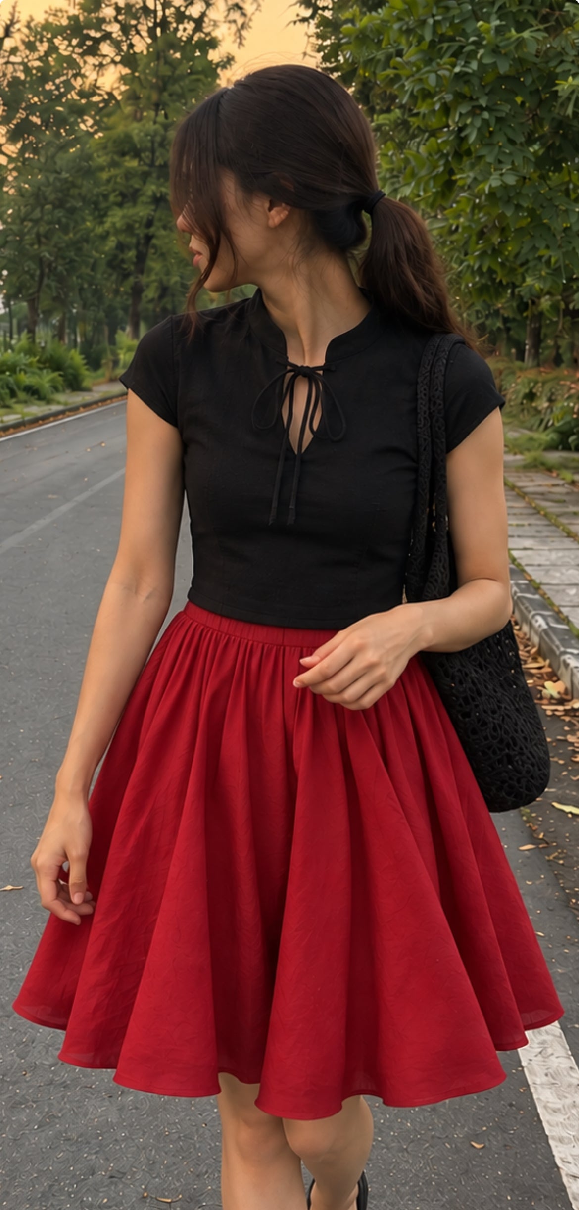 Red Cotton Midi