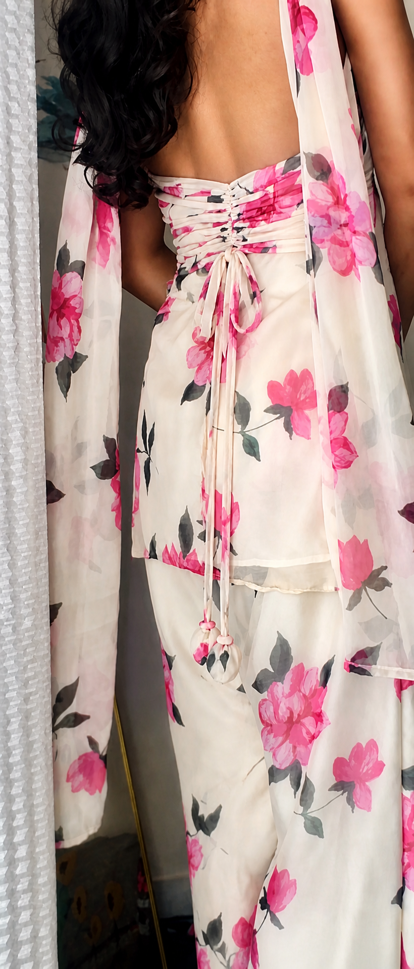 Phool Halter Neck Kurti Set