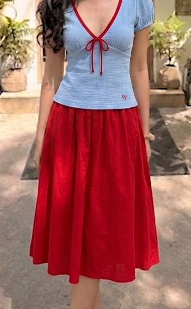 Red Cotton Midi