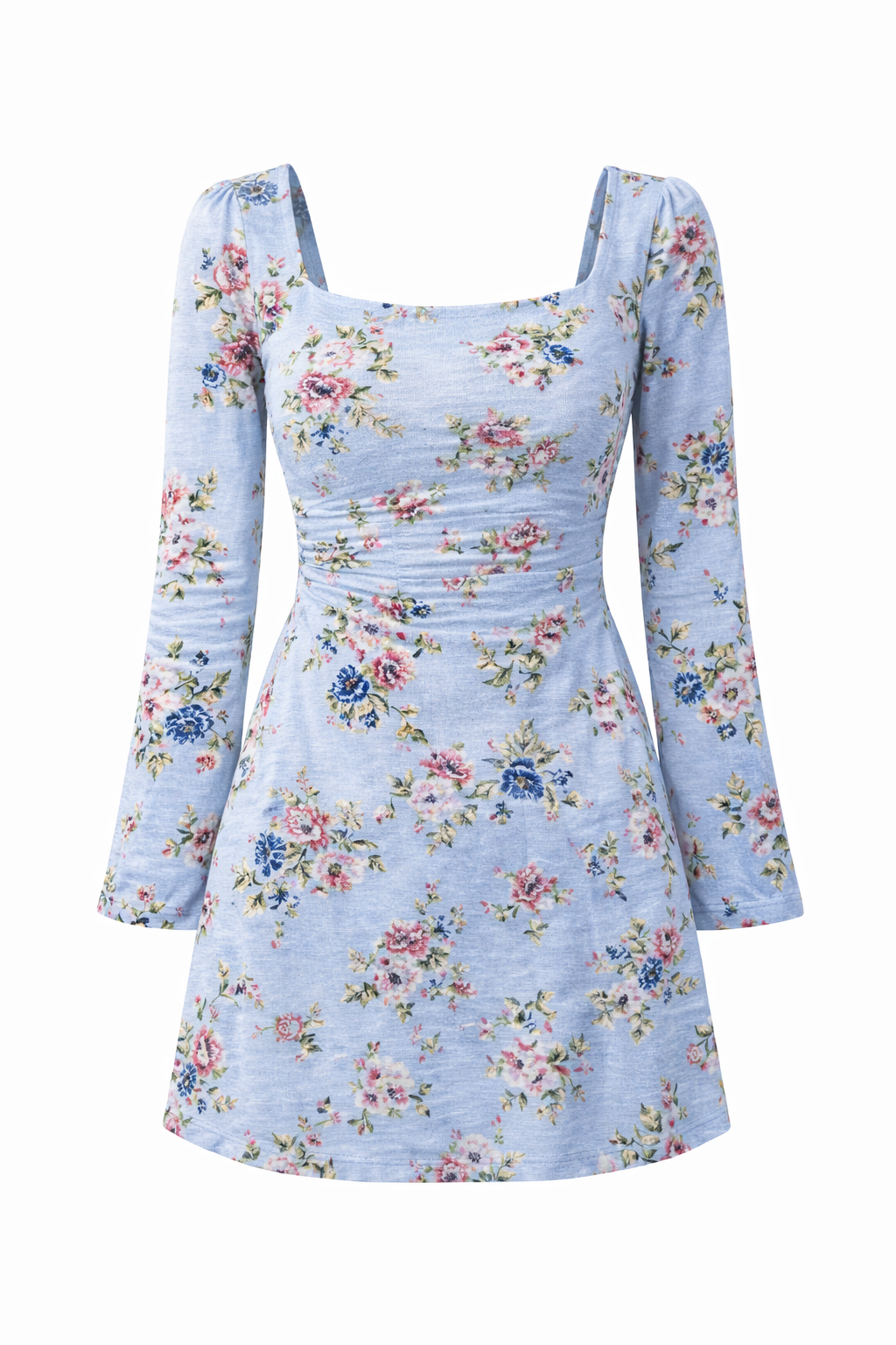 Blue short Kurt with floral detailing and corset back