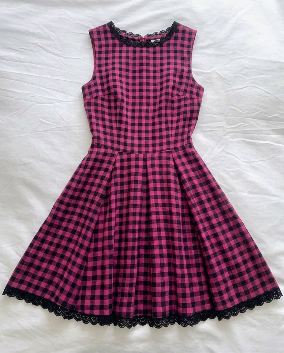 Magenta Checkered Dress