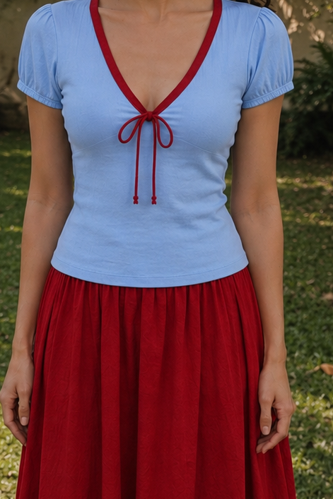 Blue Bow Top
