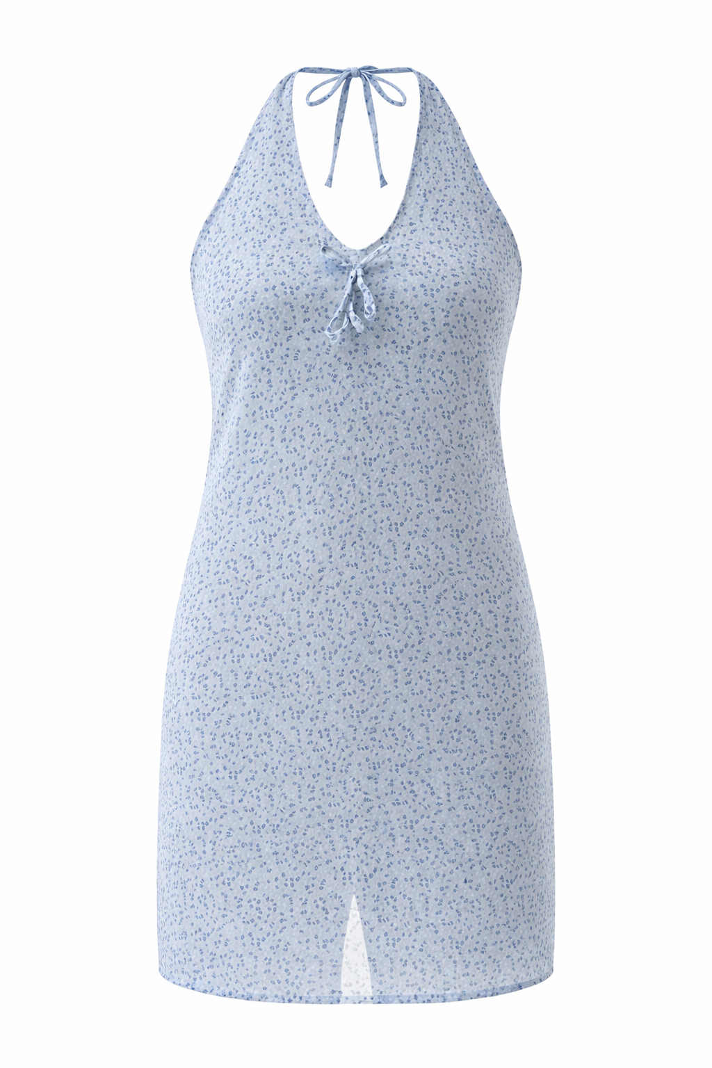 Light blue printed halter neck kurti