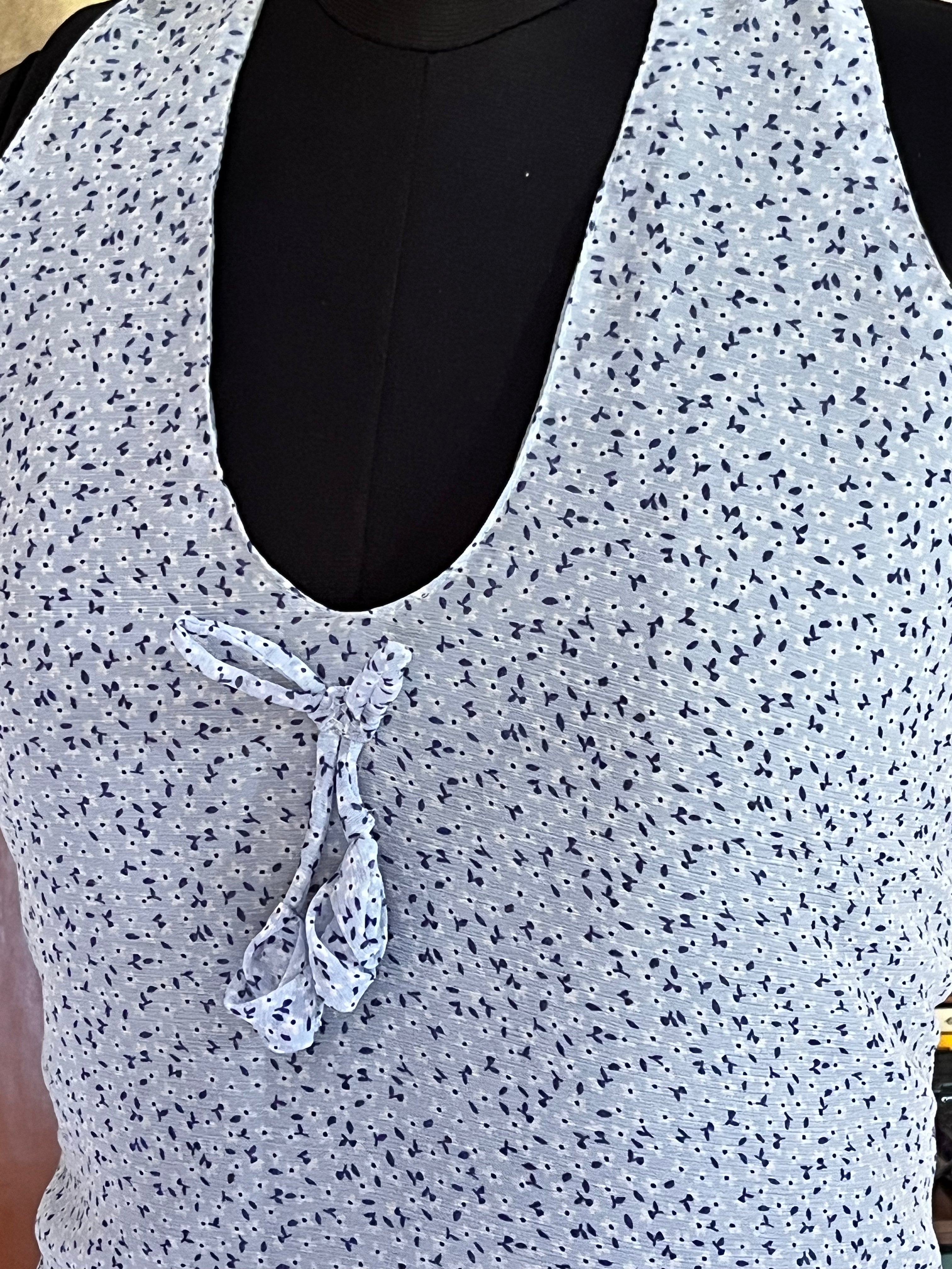 Light blue printed halter neck kurti