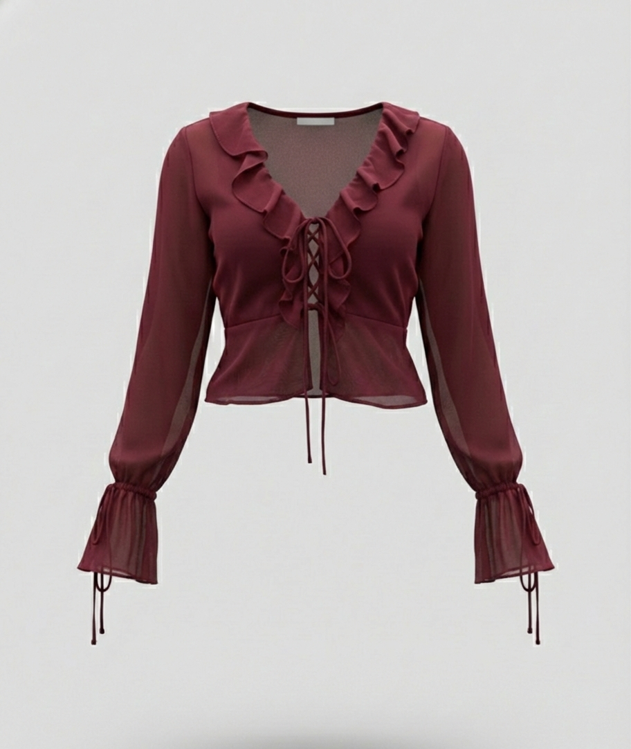 Maroon Ruffle Top