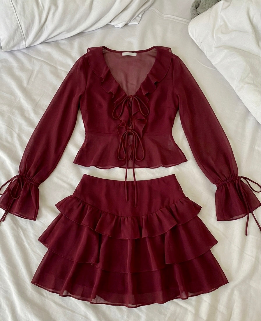 Maroon Ruffle Top