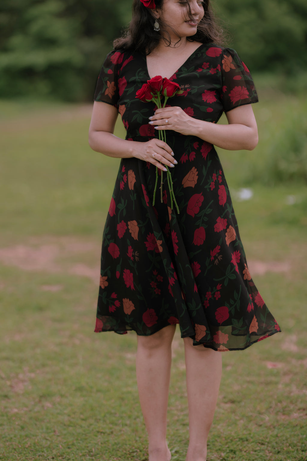 Black floral dress